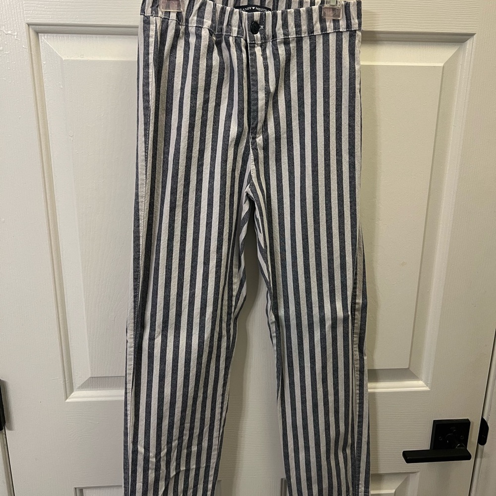 Brandy Melville Navy and White Striped Pants